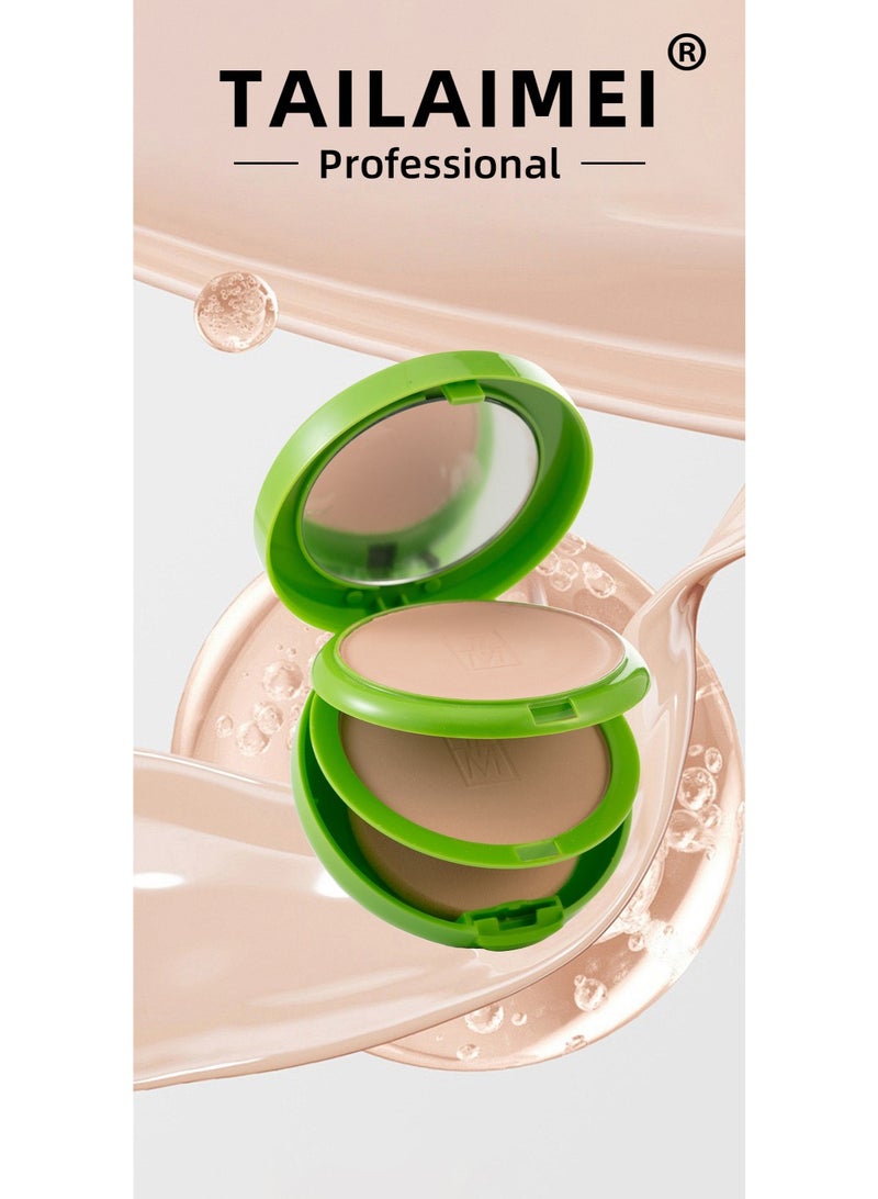 TLM Pearl Soft Matte Dual-Effect Powder Foundation - 12H Diamond-Level Oil Control · Soft-Focus Waterproof · Portable Makeup Touch-Up Tool 101# Ivory White + Pearl Powder - Image 4